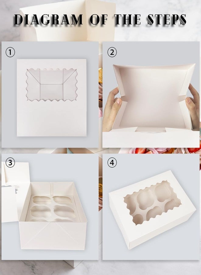 Bakepacker Auto-pop up 6 Cupcake Boxes with Window 20 Count White Box 9.4 x 6.1 x 3 inch Cupcake Carrier - Image 5